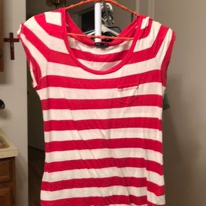 Red and white stripes express t shirt